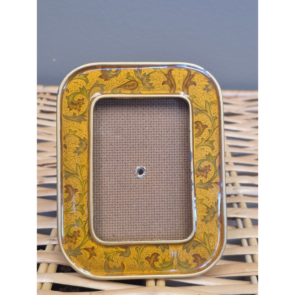 Vintage Florentine Style Picture Frame Gold Floral Scroll Heavy Metal 4x3 Decor